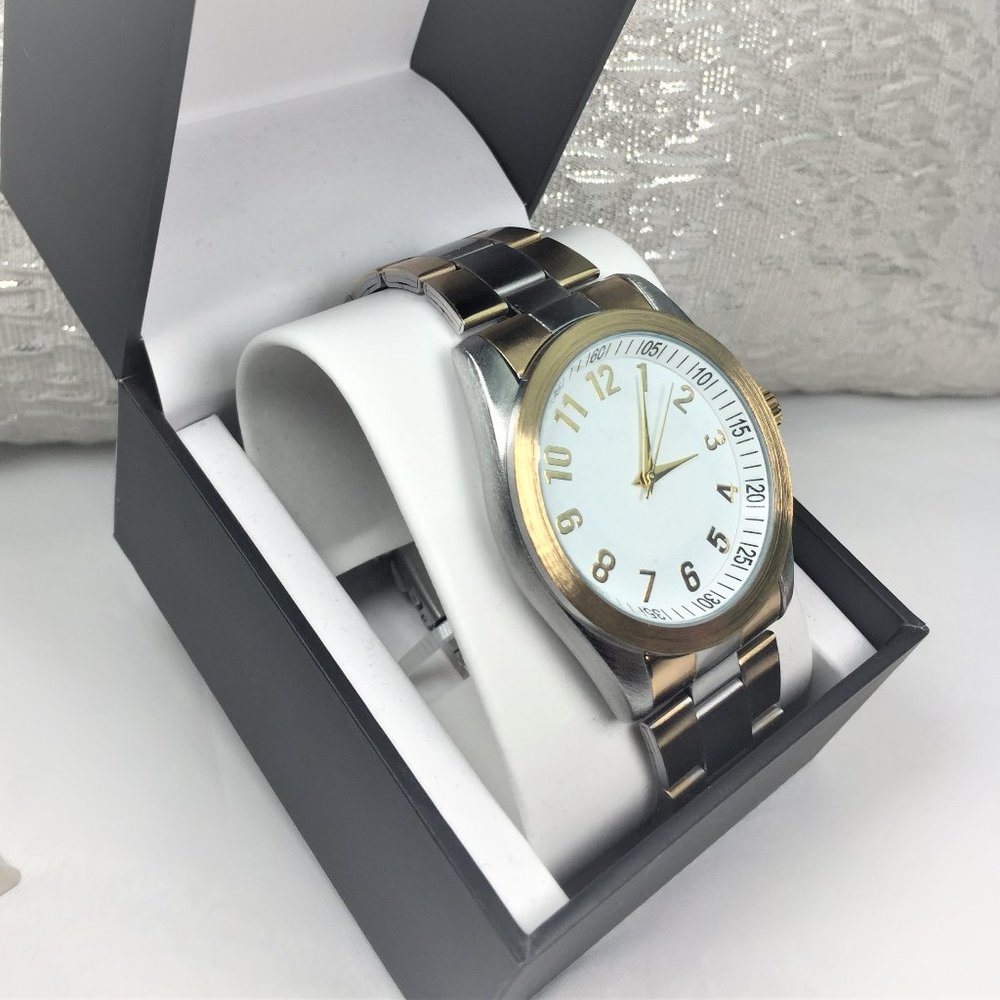 I.N.C. Men's Gold Silver Two-Tone Bracelet Watch
